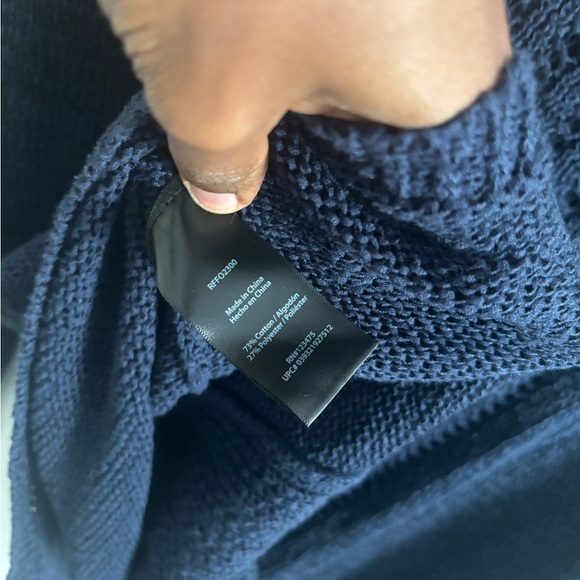 Rachel Zoe Sweater Womens Navy Open Knit XXL preppy capsule classic Fall Coastal - Picture 4 of 6